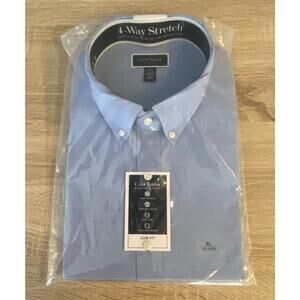 Club Room Men's XL 17-17.5 Dress Shirt Slim Fit Stretch Fabric Med Blue NEW